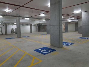 New linemarking and carpark hardware installed in Wyong, NSW.