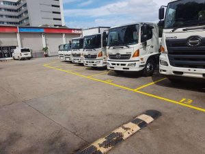 Some truck and car park lines at Adtrans Hino in Mascot.