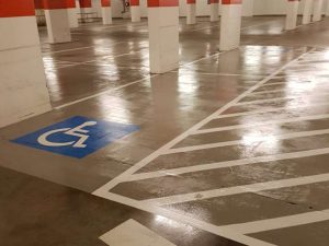 Line marking at Auburn Central Shopping centre finished.