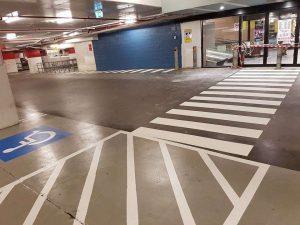 Line marking at Auburn shopping centre.