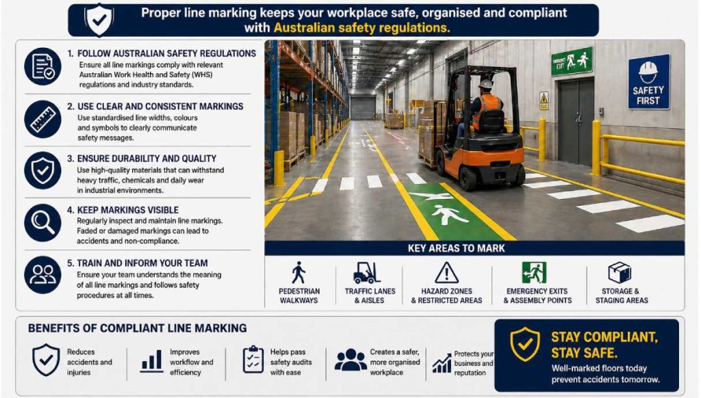 A poster displaying various safety signs and instructions for emergency procedures and hazard awareness.