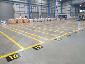 1800m of Epoxy linemarking in Warehouse.