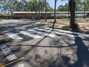 Line marking at Mount View High School.