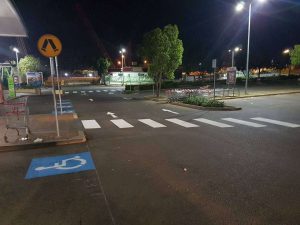 Norwest shopping Centre. crossings, disabled logos and arrows.