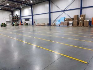 Warehouse linemarking completed in Greystanes.